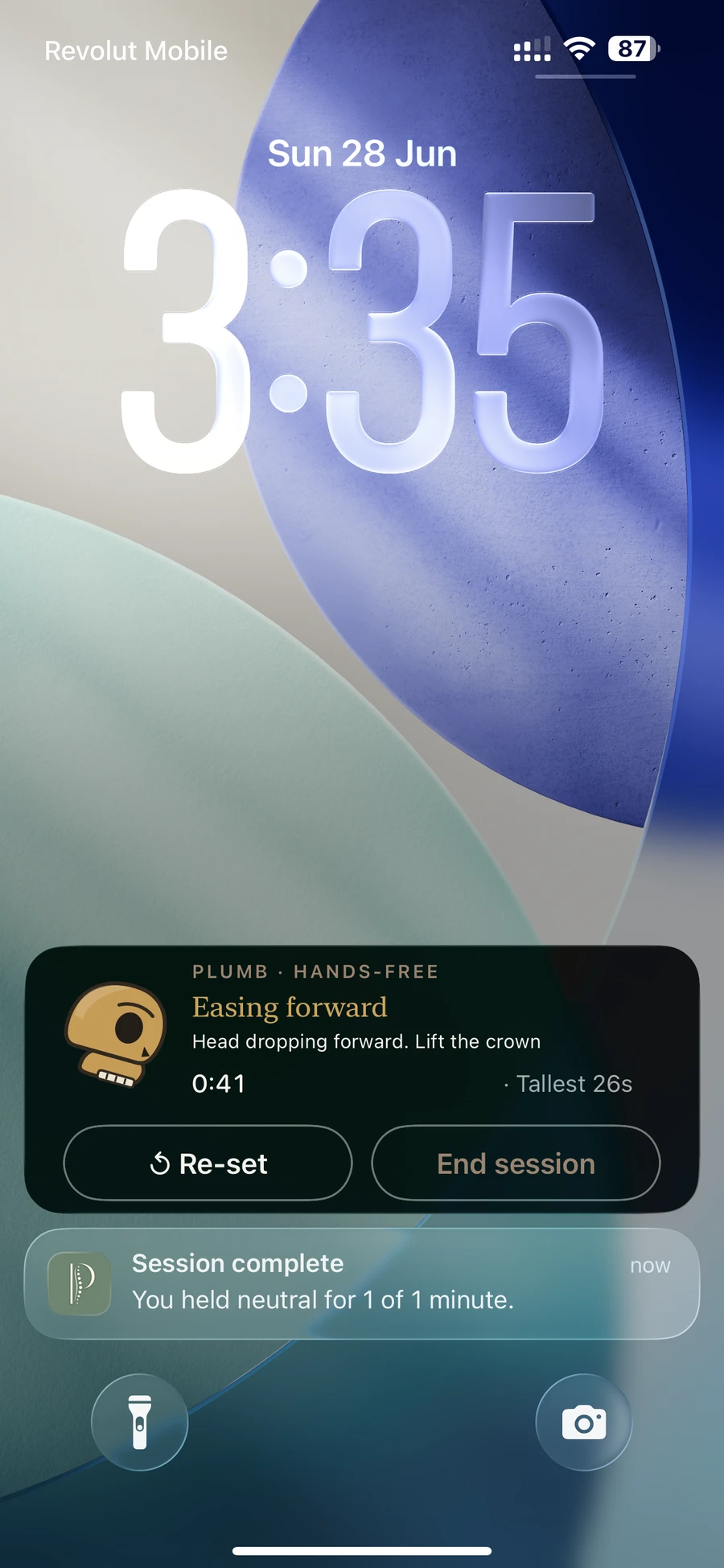 Plumb on the Lock Screen — a quiet hands-free nudge while your phone is away